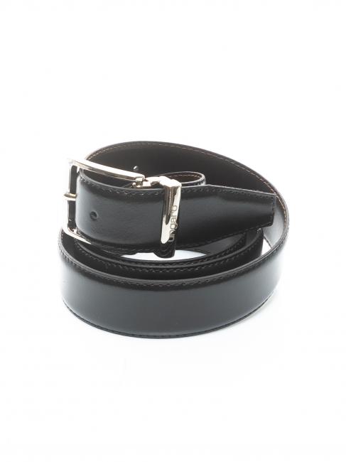 UNGARO Cintura doubleface in pelle passante metallo, accorciabile su misura nero/moro - Cinture