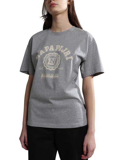 NAPAPIJRI S-MORENO T-shirt in cotone medium grey melange - T-shirt e Top Donna
