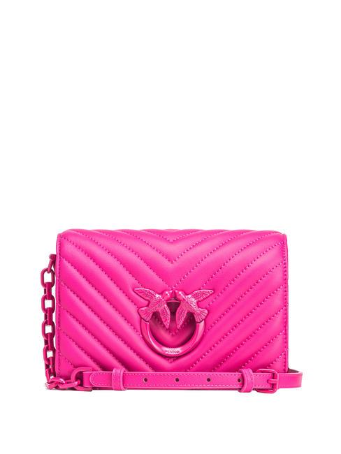 PINKO LOVE CLICK CHEVRON Borsa mini tracolla in pelle pink pinko-block color - Borse Donna