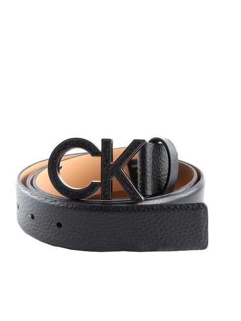 CALVIN KLEIN CK METAL BOMBE INLAY Cintura in pelle accorciabile ckblack - Cinture