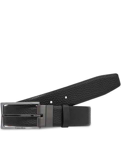 CALVIN KLEIN SLIM FRAME TEX Cintura reversibile in pelle black pebble/black check - Cinture