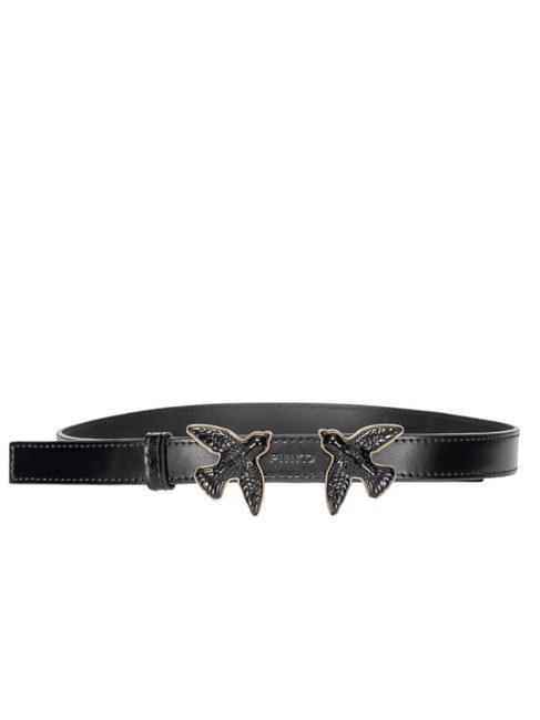 PINKO LOVE BERRY EVOLUTION Cintura in pelle con fibbia smaltata nero limousine block color - Cinture