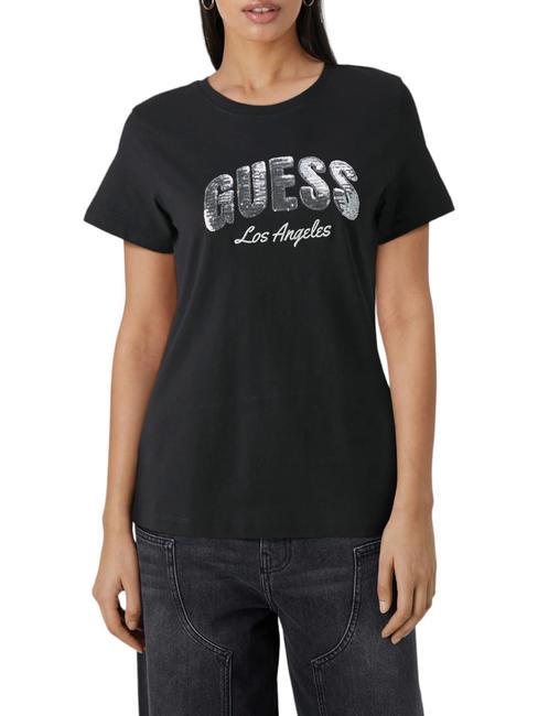 GUESS SEQUINS T-shirt in cotone jetbla - T-shirt e Top Donna