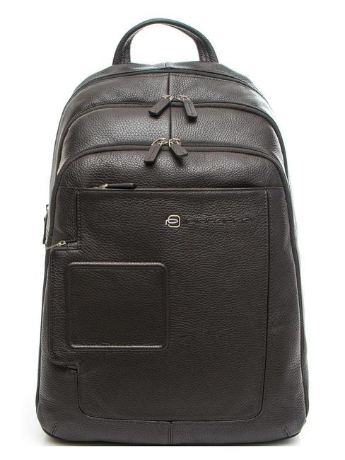 PIQUADRO backpack VIBE out line, in leather, case for laptop up to 13” MORO - Laptop backpacks
