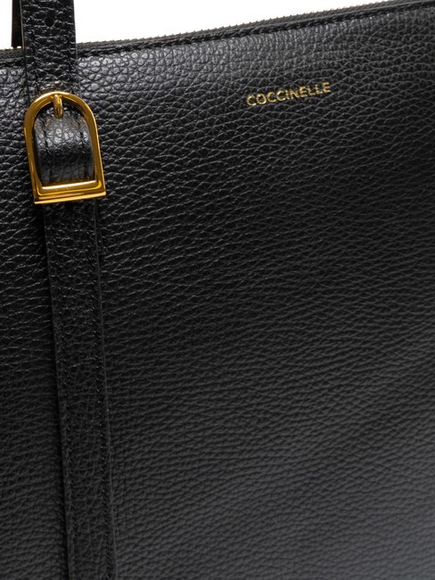 CHERRY Borsa shopping a spalla pelle martellata Nero - Borse Donna