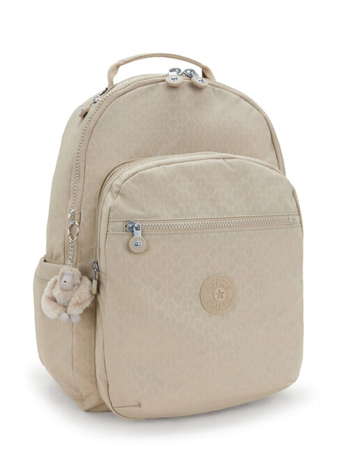 SEOUL L Zaino porta pc 15" signature beige embossed - Zaini Scuola & Tempo Libero