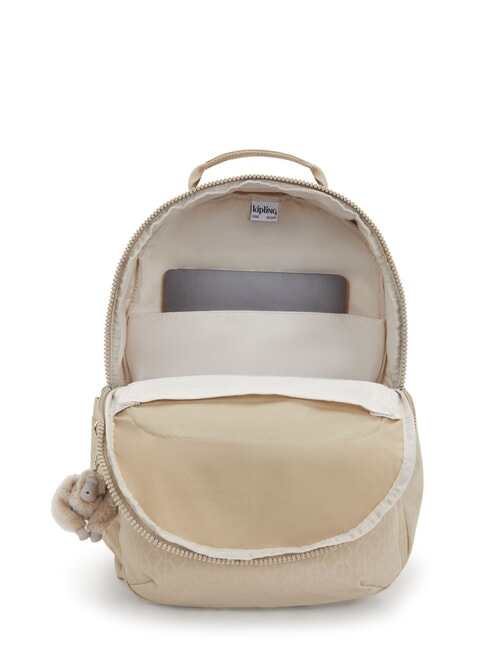 SEOUL L Zaino porta pc 15" signature beige embossed - Zaini Scuola & Tempo Libero