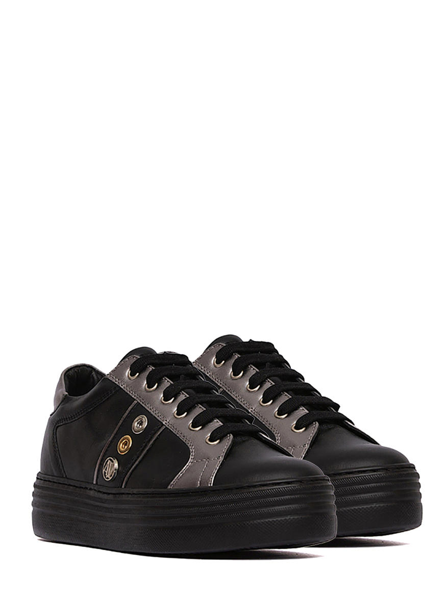 Anna Virgili Giulia Rock Sneakers In Pelle Nero - Acquista A Prezzi Outlet!