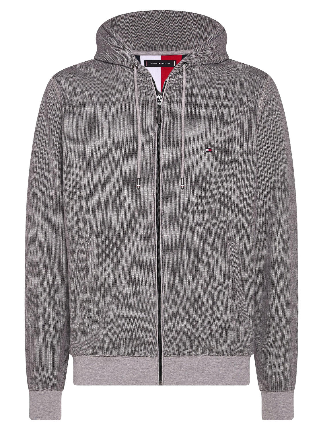 Tommy Hilfiger Herringbone Felpa Da Uomo Con Cappuccio Medium Grey Heather  - Acquista A Prezzi Outlet!