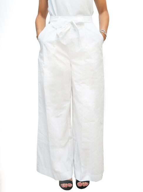 MANILA GRACE   Pantaloni cropped in cotone offwhite - Pantaloni Donna