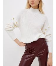 LIUJO   Maglione a collo alto con borchie bialana - Maglie Donna - 1