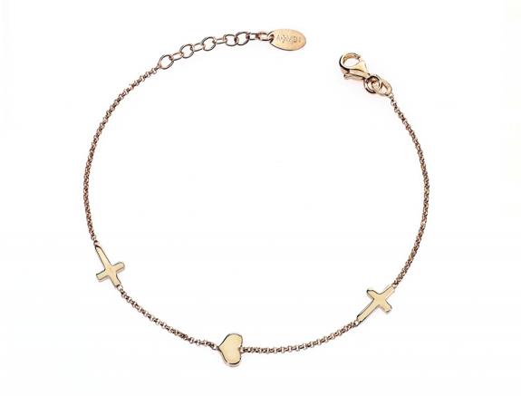 AMEN PREGA E AMA Bracciale in argento rose rose - Bracciali Donna