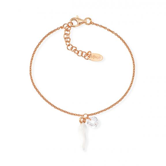 AMEN CORNETTI Bracciale in argento rose zircone bianco e smalto bianco rose - Bracciali Donna
