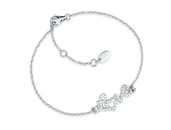 AMEN TI AMO Bracciale in argento rodiato e zirconi bianchi rodio - Bracciali Donna