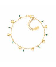 AMEN CANDY CHARM Bracciale cuori in argento dorato e cristalli verdi oro - Bracciali Donna - 1
