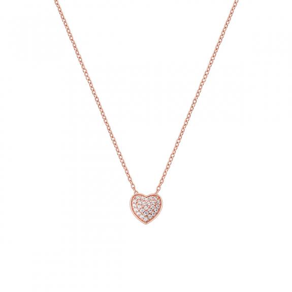 AMEN COCCOLE LUXURY Collana in argento rose cuore zirconi bianchi rose - Collane