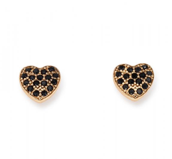 AMEN COCCOLE LUXURY Orecchini cuoricino in argento rose e zirconi neri rose - Orecchini