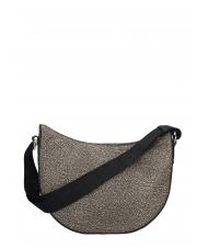 Borsa A Tracolla Donna Borbonese Luna Mini – Nylon Nero, Dimensioni 24x16x6 Cm, Accessorio Moda Italiano