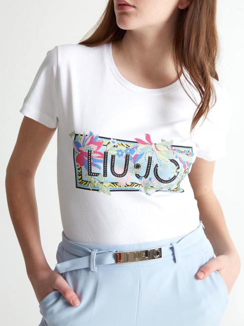 LIUJO MODA T-shirt in cotone con stampa bianco liujo oc/flowers - T-shirt e Top Donna