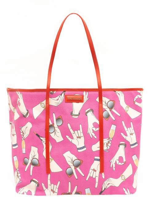 TRUSSARDI Shopping bag maxi con stampa all over  Fuchsia - Borse Donna