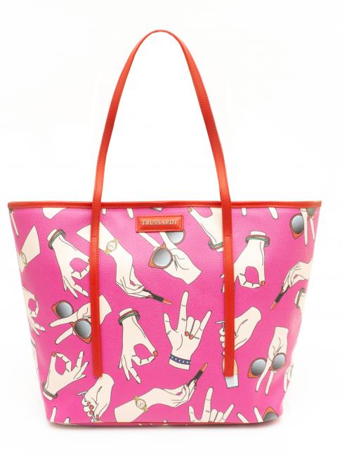 TRUSSARDI Shopping bag con stampa all over  Fuchsia - Borse Donna