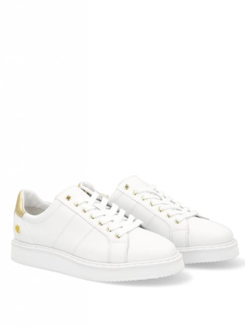 RALPH LAUREN ANGELINE II Sneaker in pelle white/rlgold - Scarpe Donna