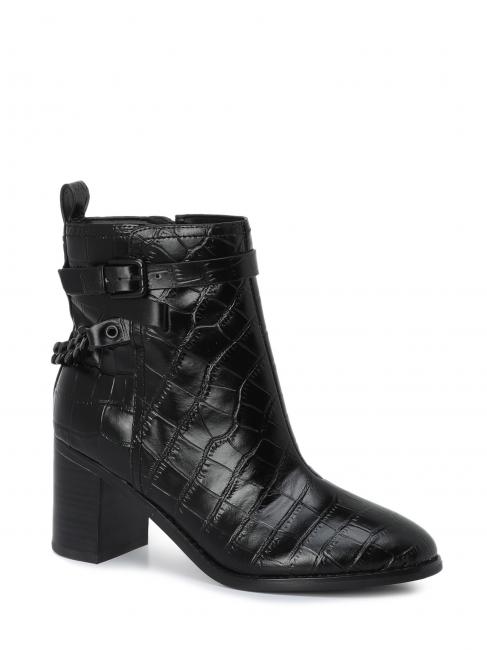 GUESS kalili stivaletto 6cm Croco print leather ankle boots NERO - Scarpe Donna