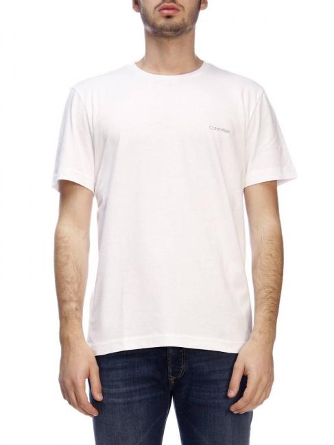 CALVIN KLEIN CHEST LOGO T-shirt in cotone stony beige - T-shirt Uomo