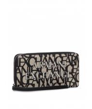 ARMANI EXCHANGE MAXI LOGO Portafoglio grande zip around con polsierina - Portafogli Donna