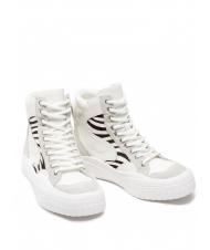 TWINSET Sneaker alta in pelle con inserti zebrati  - Scarpe Donna