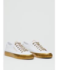 MANILA GRACE Sneaker low top con lacci glitterati  BIANCO/ORO - Scarpe Donna - 1