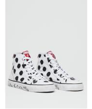 MANILA GRACE Sneaker high top a pois in canvas  - Scarpe Donna