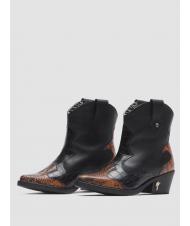 MANILA GRACE Stivaletto camperos basso in pelle con inserti pitonati  - Scarpe Donna