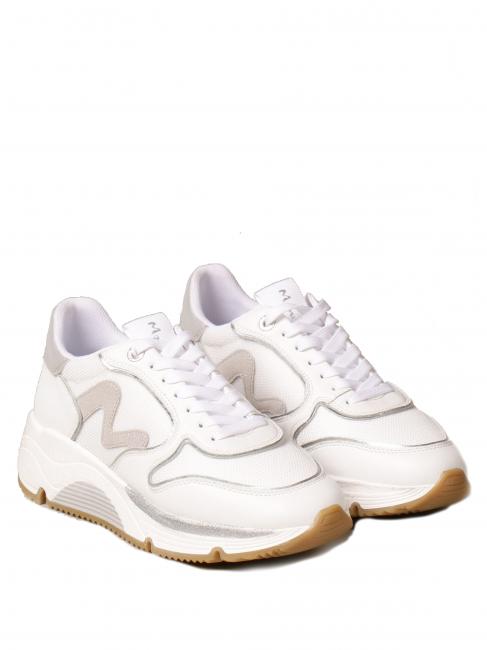 MANILA GRACE Sneaker running in pelle  bianco argento - Scarpe Donna