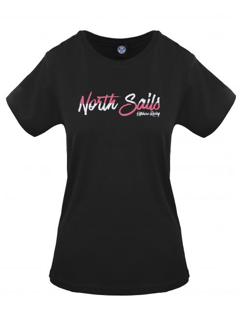 NORTH SAILS BICOLOR LOGO T-shirt in cotone nero - T-shirt e Top Donna