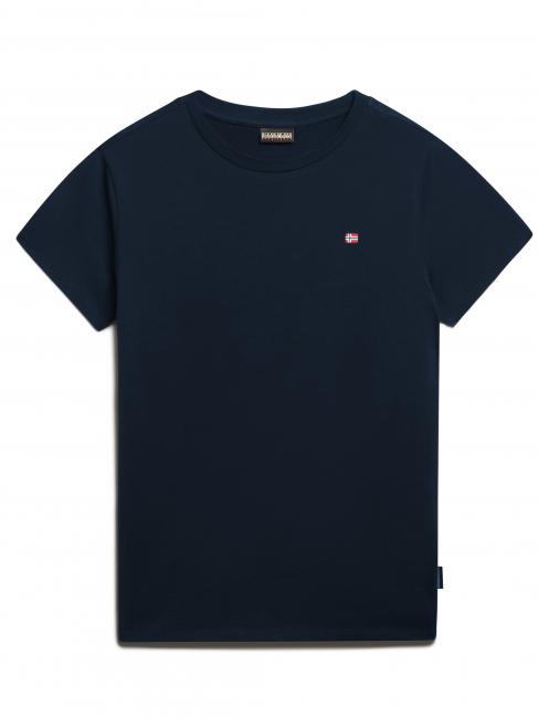 NAPAPIJRI K SALIS SS 2 T-shirt in cotone con micro bandiera blu marine - T-shirt Bambino
