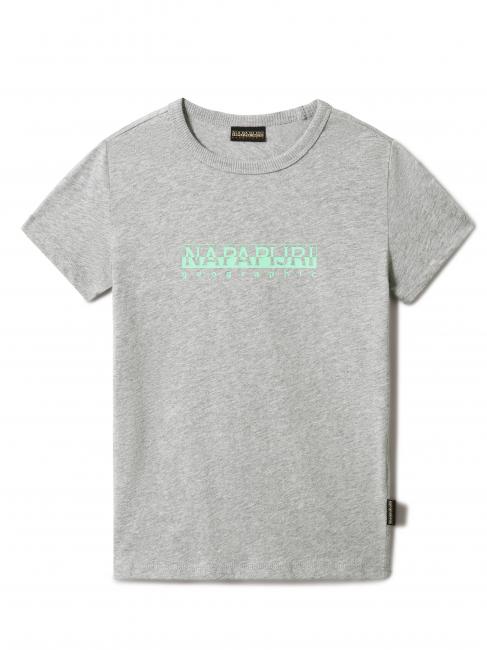 NAPAPIJRI K S-BOX SS  T-shirt in cotone stampa logo medium grey melange - T-shirt Bambino