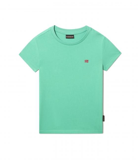 NAPAPIJRI K SALIS SS 2 T-shirt in cotone con micro bandiera green spruce - T-shirt Bambino
