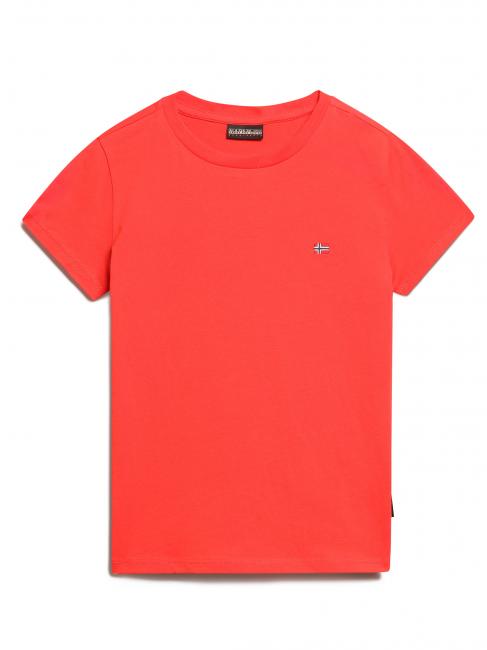 NAPAPIJRI K SALIS SS 2 T-shirt in cotone con micro bandiera bright red r89 - T-shirt Bambino