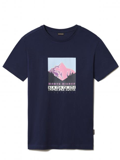 NAPAPIJRI S-QUINTINO T-shirt gircocollo in cotone con stampa medieval blue - T-shirt Uomo