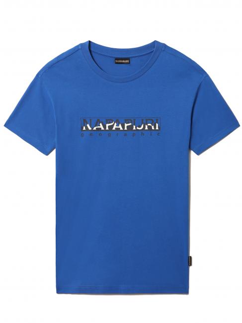 NAPAPIJRI S-SELLA SS T-shirt girocollo in cotone logo skydiver blue - T-shirt Uomo