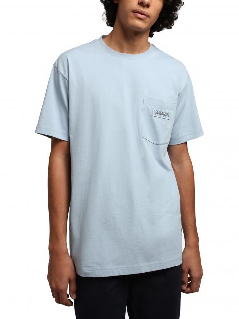 NAPAPIJRI S-MORGEX T-shirt girocollo in cotone con micro logo blue fog - T-shirt Uomo
