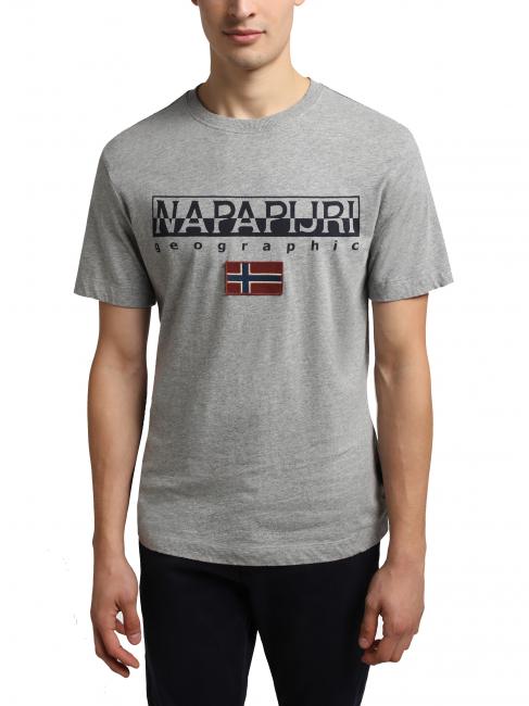 NAPAPIJRI S-AYAS T-shirt girocollo in cotone medium grey melange - T-shirt Uomo