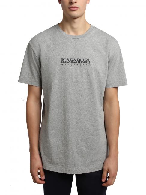 NAPAPIJRI S-BOX SS T-shirt in cotone box logo medium grey melange - T-shirt Uomo