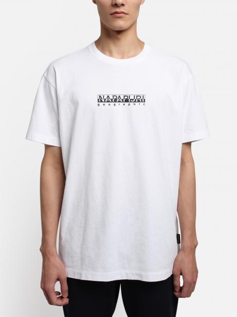 NAPAPIJRI S-BOX SS T-shirt in cotone box logo bright white 002 - T-shirt Uomo
