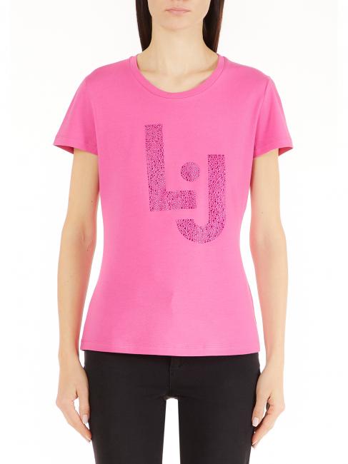 LIUJO T-shirt in cotone stretch  pink berry lj - T-shirt e Top Donna