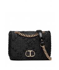 TWINSET STRAW EMBROIDERY Borsa tracolla piccola con patta - Borse Donna