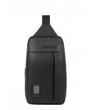 PIQUADRO AKRON Monospalla in pelle Nero - Zaini da lavoro porta PC - 1