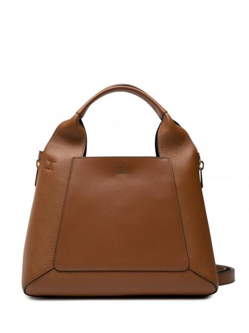 FURLA GILDA Borsa tote media espandibile cognac/nero - Borse Donna