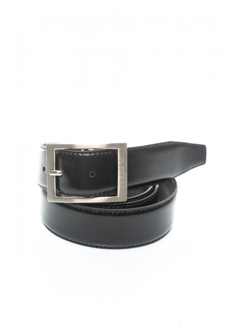 UNGARO Cintura double face in pelle fibbia classica, accorciabile su misura nero/moro - Cinture
